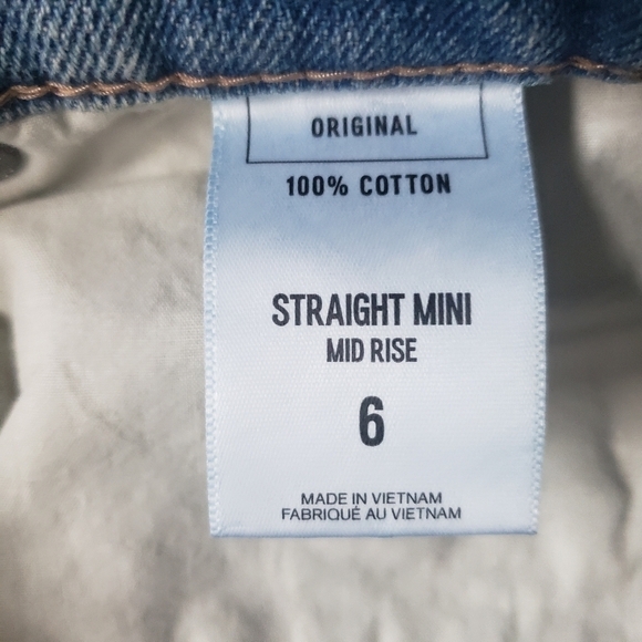 Express Straight Mini Mid Rise Distressed Denim Skirt Size 6 - Picture 4 of 4